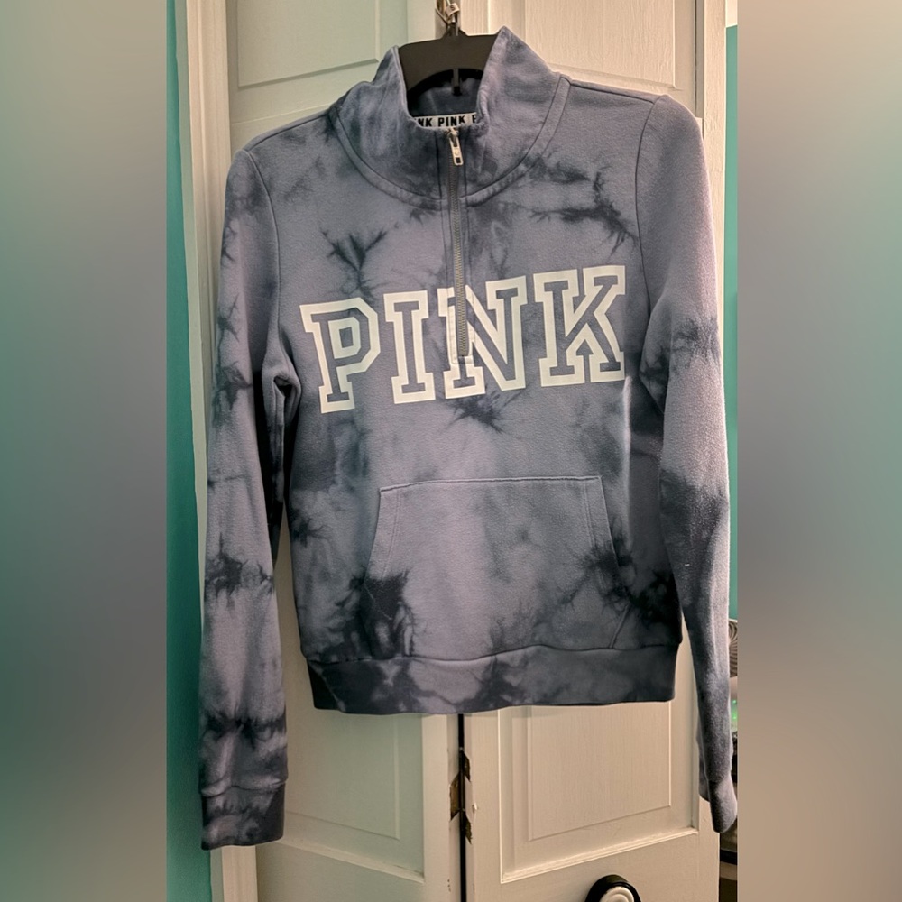 VS PINK women’s tie dye dark blue quarter zip - size small
